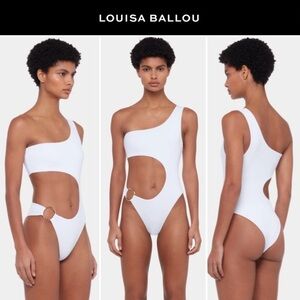 Louisa Ballou Half Moon Swimsuit in White L $335